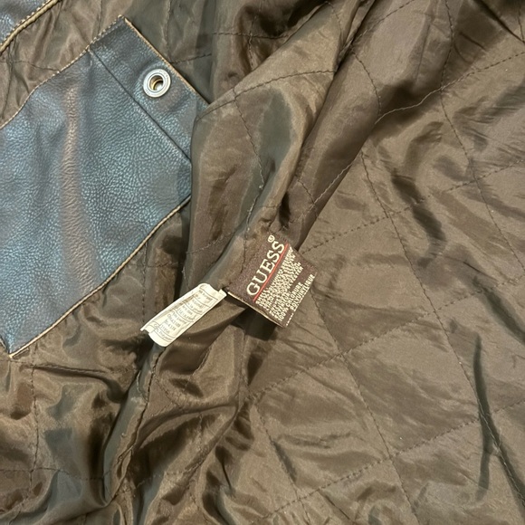 GUESS USA Dark Faux Leather Bomber Jacket - Picture 5 of 7